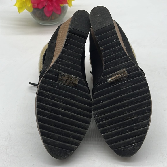 Caslon Black Suede Wedge Ankle Bootie with Faux fur lining Sz 10. BAB2516H - Picture 6 of 8